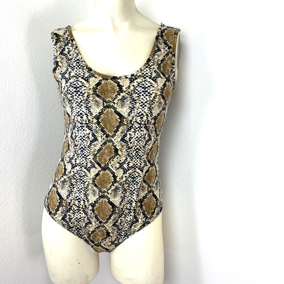 Orange Kiss Snake Print Bodysuit Tank Top Med Whimsy Goth Sexy Coquette Punk - Picture 1 of 11